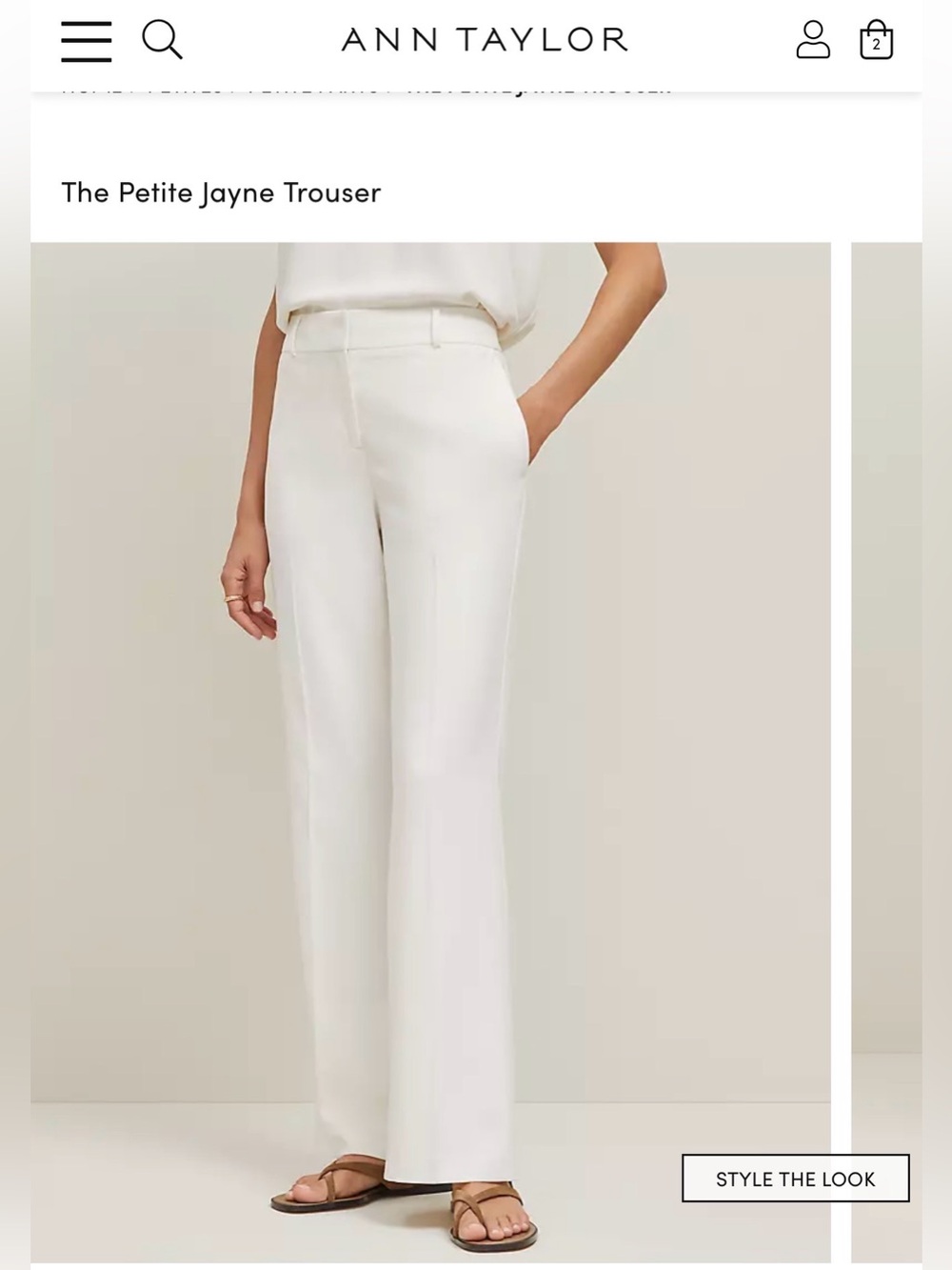 Ann Taylor Petite Jayne Trouser in White